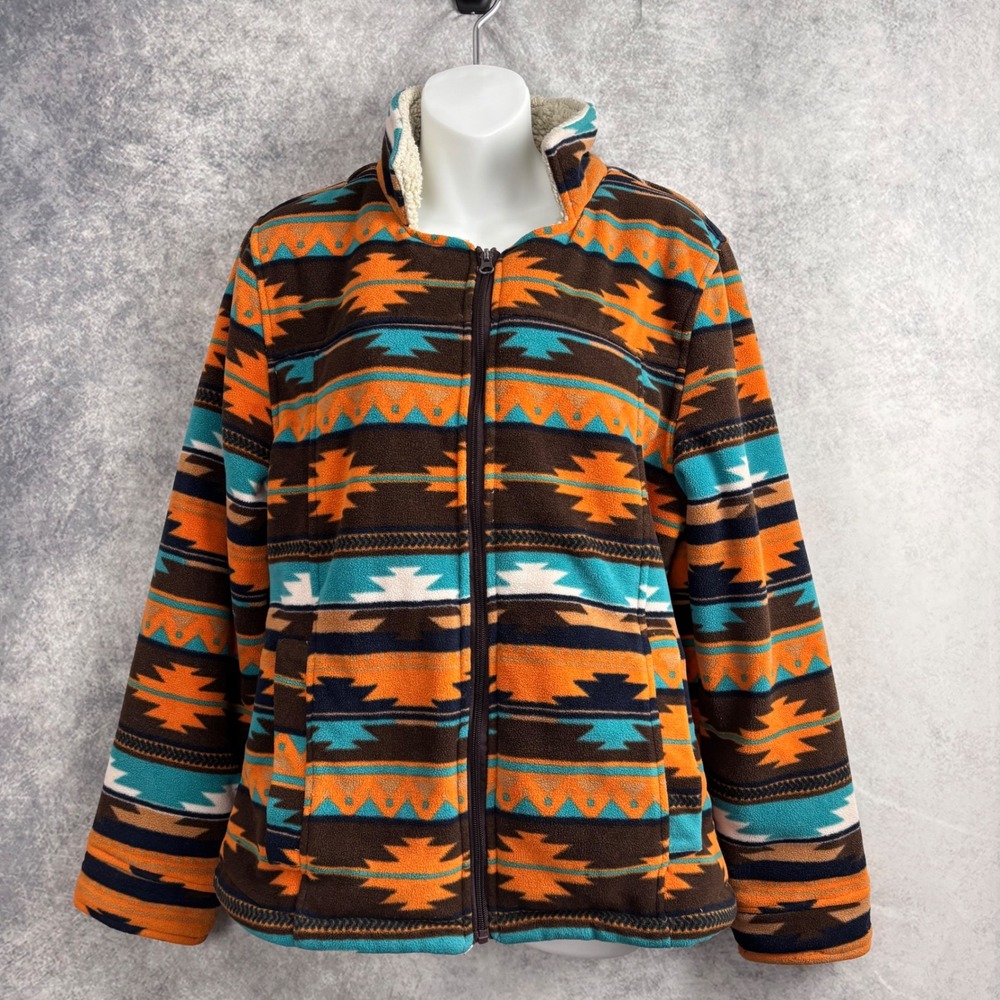 Outback Trading‎ Company Sherpa Lined Southwest Aztec Jacket Coat Size Medium